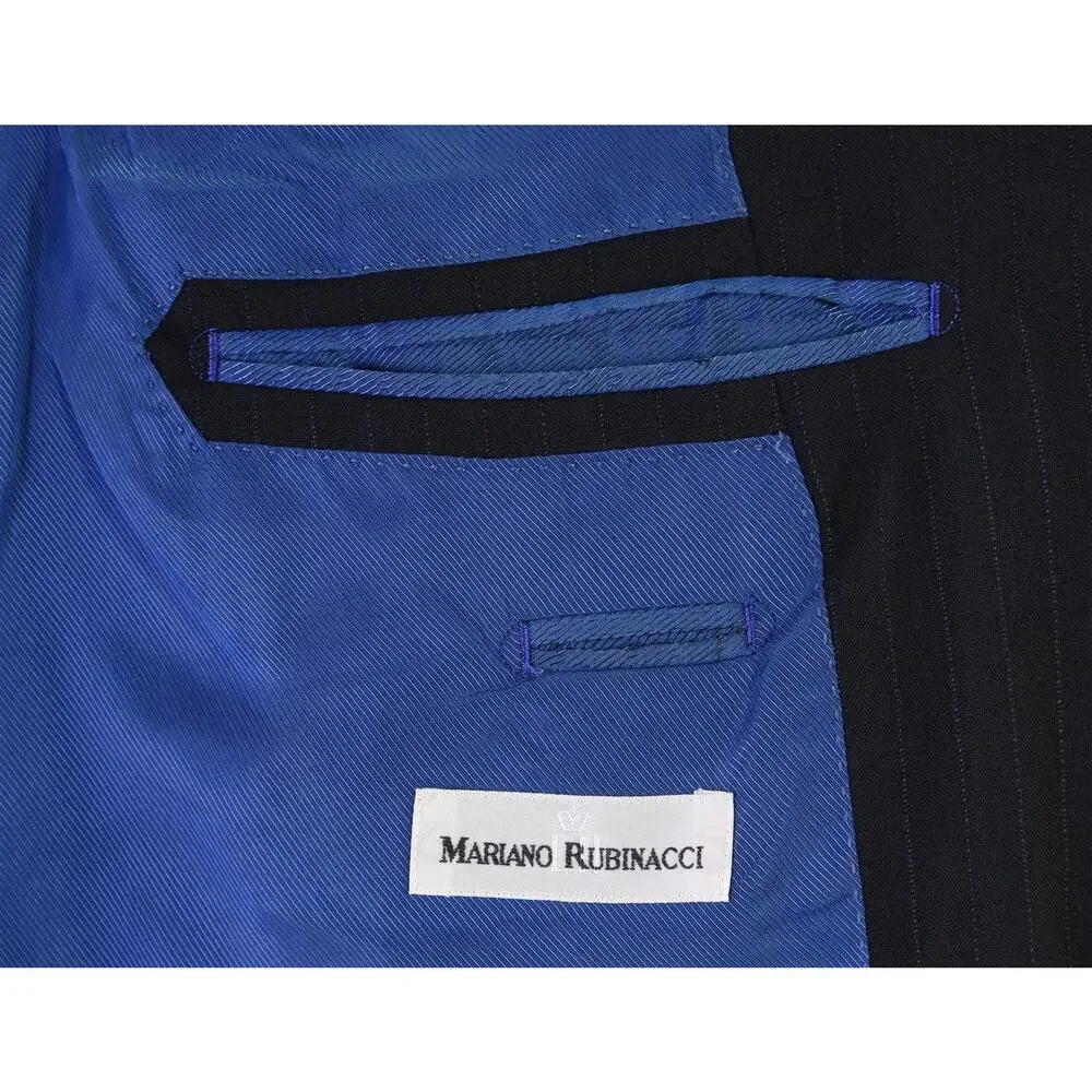 Mariano Rubinacci Napoli Navy Blue Tonstripe 3/2 Roll Lapel Wool Suit 42R